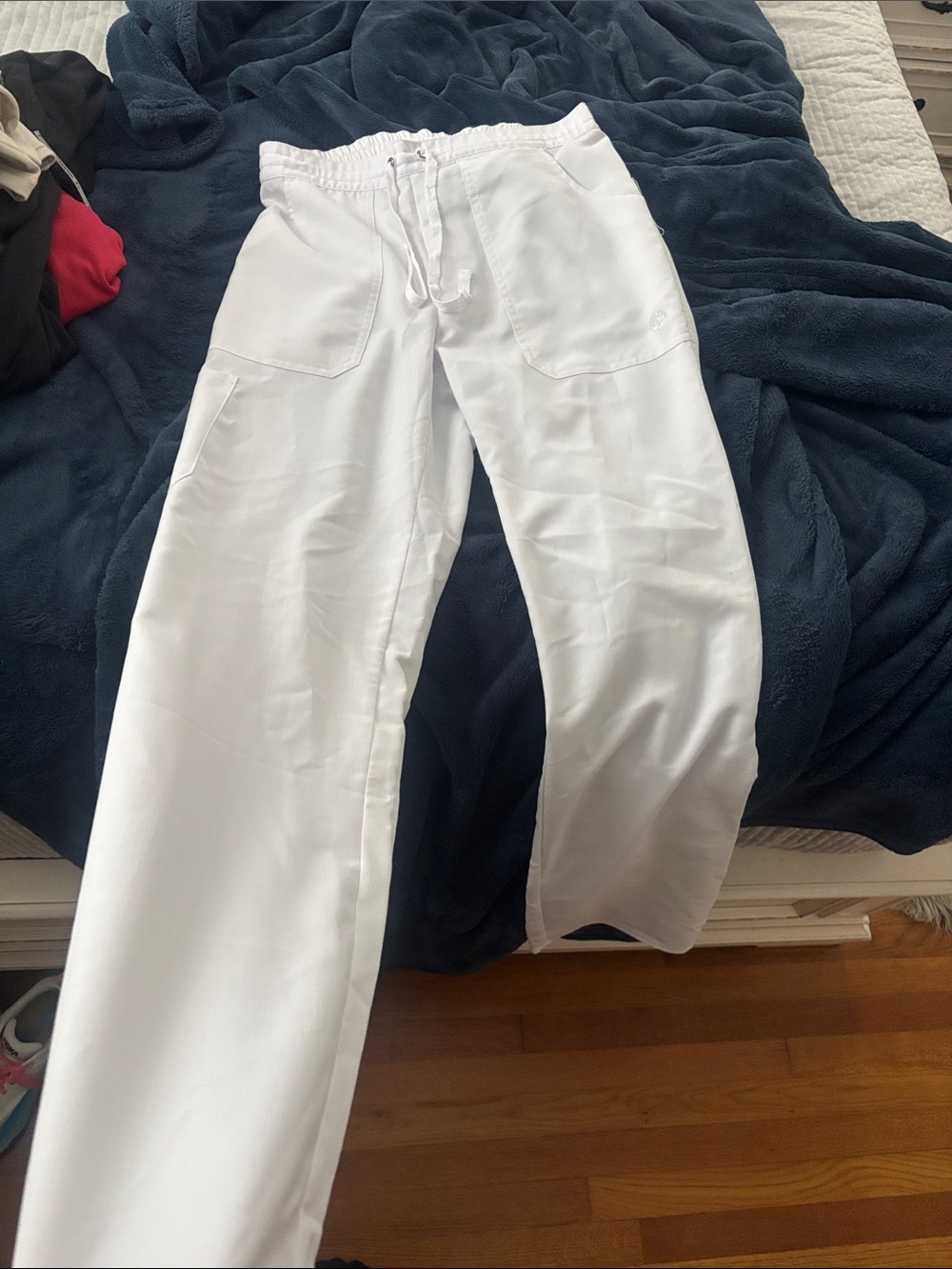 healing hands White Drawstring Scrub Pants